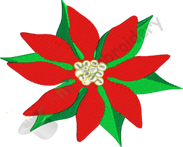 Christmas Flower Machine Embroidery Design, red flower embroidery,machine patterns,10  sizes,11 formats