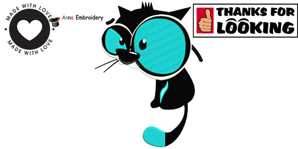 Cat embroidery, Machine embroidery design, blue cat, funny cat,kitty embroidery, animal embroidery, 8 sizes design, INSTANT DOWNLOAD