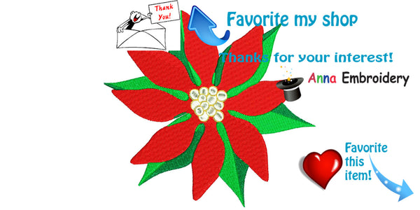 Christmas Flower Machine Embroidery Design, red flower embroidery,machine patterns,10  sizes,11 formats