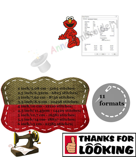 Cartoon embroidery design,red cartoon, machine patterns,filled stitch,patterns,10 sizes,11 formats,INSTANT DOWNLOAD