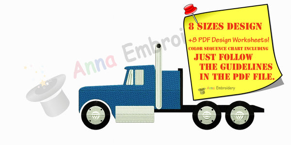 Truck Machine Embroidery Design,truck,kids,machine embroidery, filled stitch,machine patterns,8 sizes design, INSTANT DOWNLOAD