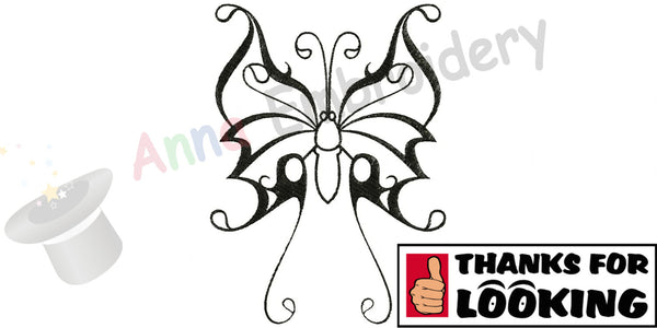 Butterfly machine embroidery design,tribal butterfly, embroidery design, filled stitch,machine patterns,8 sizes design, INSTANT DAWNLOAD