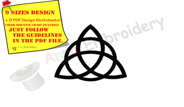 Triquetra Celtic Knot Machine Embroidery Design,Celtic symbols,Spiritual,filled stitch,machine patterns,9 sizes,8 formats,INSTANT DOWNLOAD