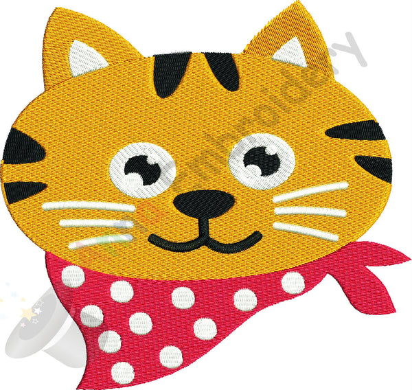 Cat embroidery, Machine embroidery design,scarf cat,funny cat,kitty embroidery, animal embroidery, 8 sizes design, INSTANT DOWNLOAD