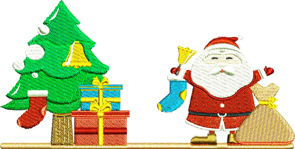 Santa presents and tree embroidery design,machine patterns,filled stitch