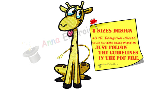 Giraffe Machine Embroidery Design, Giraffe Design, Giraffe Embroidery Design, Safari Animal, Filled stitch,8 sizes design,8 formats