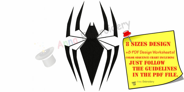 Spider machine embroidery, machine embroidery, machine patterns,8 sizes design, INSTANT DOWNLOAD