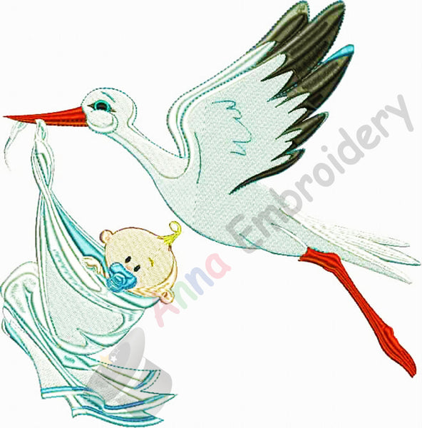 Stork carrying baby Maternity Pregnancy Machine embroidery applique design,Embroidery Kids Baby,filled stitch,INSTANT DOWNLOAD,4x4 5x7 6x10