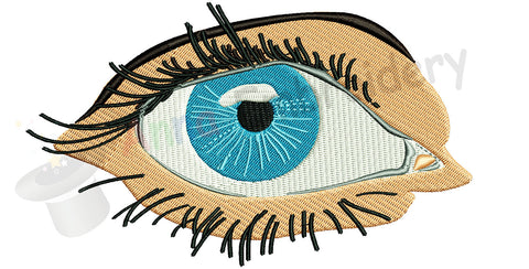 Blue eye machine embroidery design, realistic eye embroidery,eye with long lashes