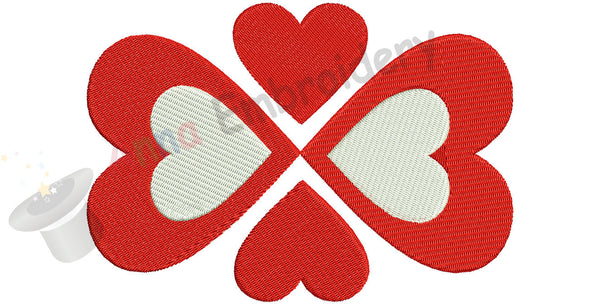 Valentine's Day Heart Machine Embroidery design,four leaf clover hearts