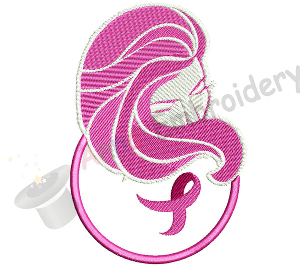 Breast cancer awareness pink ribbon machine embroidery design