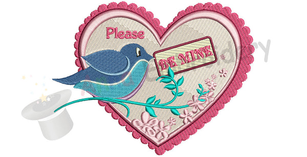 Valentine's Day Heart Machine Embroidery design-bird in a heart embroidery-instant download-pes