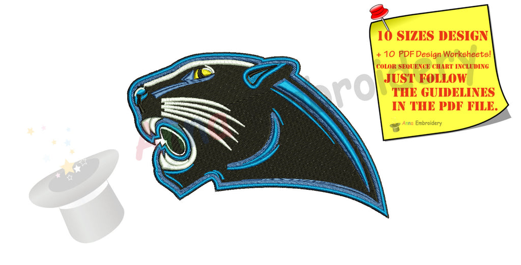 Panther head MachineEmbroidery Design-Panther face-machine patterns- 10 SIZES-INSTANT DOWNLOAD