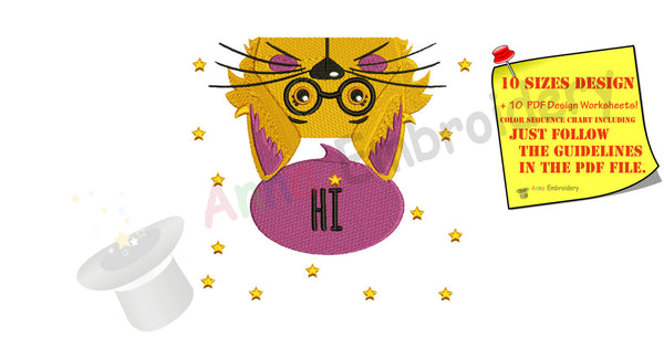 Hi Kitty Machine Embroidery Design-Cute cat pattern -funny kitty-PES