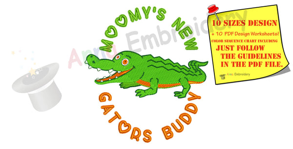 FLORIDA Gators machine Embroidery Design, cute gator,wild animals,filled stitch,machine patterns, 10 sizes,INSTANT DOWNLOAD