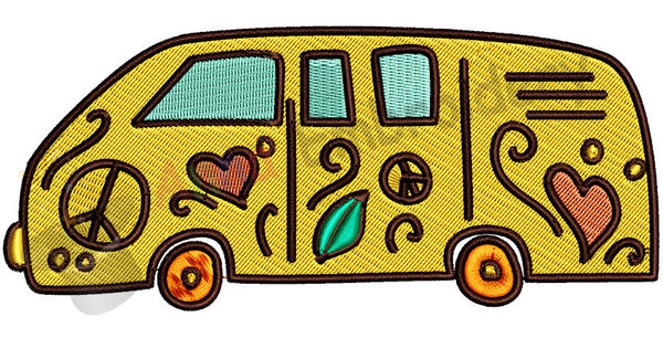 Hippie bus, Car beetle, Van/Camper- machine embroidery applique designs, 9 sizes, Instant Download,Pes