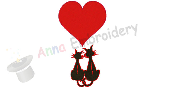 Cat Love Heart Embroidery Machine file, 10 sizes, PES