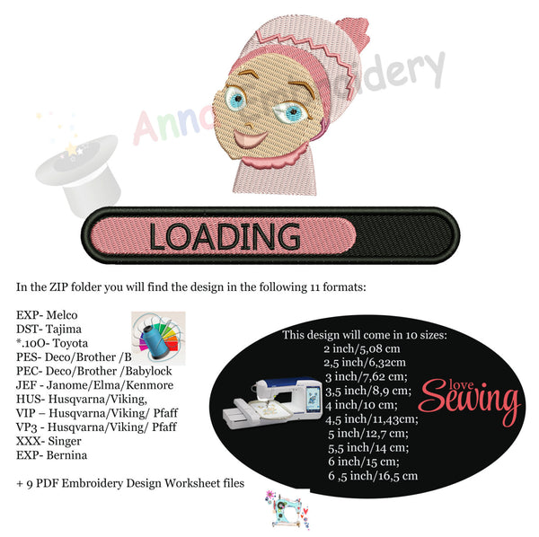 Baby Girl Loading Embroidery-Baby shower-Newborn- Machine Patterns- PES