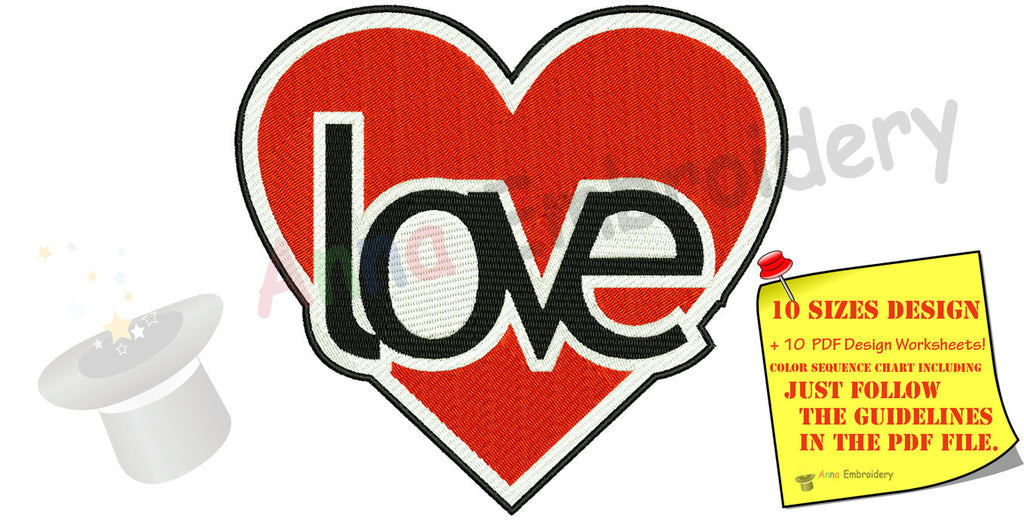 Heart Love Embroidery Design