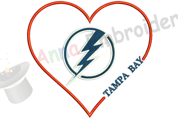 Tampa Bay Lighting Embroidery Applique Design-Sport Embroidery