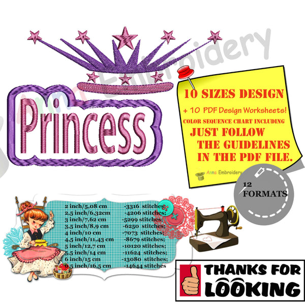 Princess Crown Embroidery Design-Disney Queen Crown- Instant Download