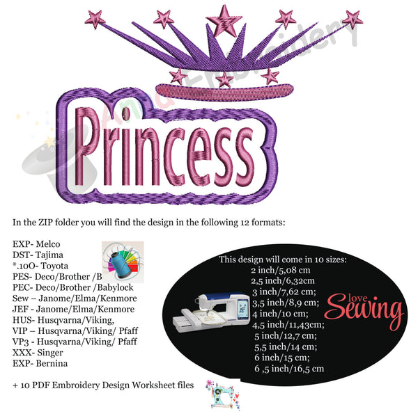 Princess Crown Embroidery Design-Disney Queen Crown- Instant Download