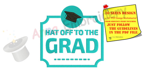 Graduation Cap - Graduation Badge Embroidery  Design - Cap Embroidery Pattern-Graduation Diploma