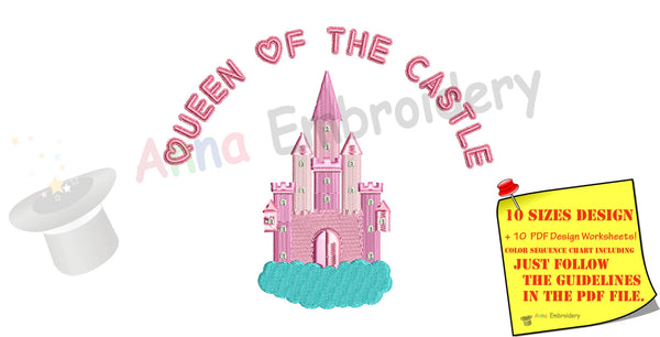 Pink Castle Embroidery Machine Design-Queen-Princess-Fairy-Pes