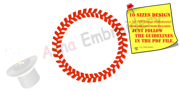 Baseball Circle Machine Embroidery Design-baseball frame-sport design-PES