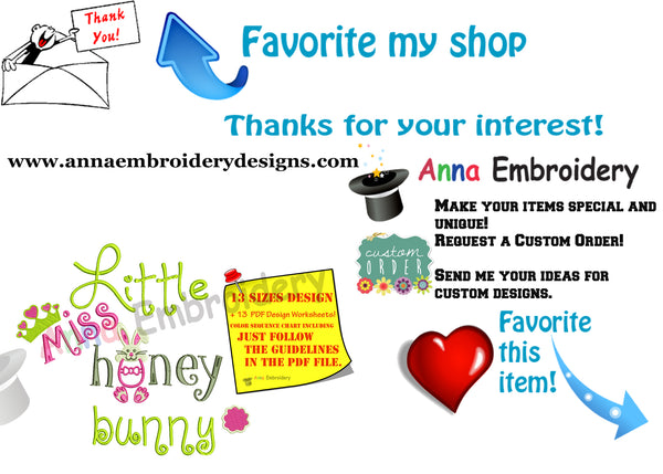 Easter Bunny Embroidery Design-Little Miss Honey Bunny Embroidery-Kids Embroidery- -Machine Embroidery Patterns-Instant Download-PES