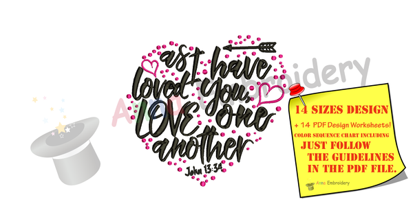 Bible Quotes Embroidery Design-Christian Quotes Embroidery-As I have loved you,love one another Embroidery Design-Embroidery Patterns-Instant Download-PES
