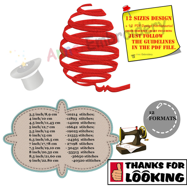 Easter Egg Embroidery-Ribbon Red Egg-Machine Embroidery Patterns-Instant Download-PES